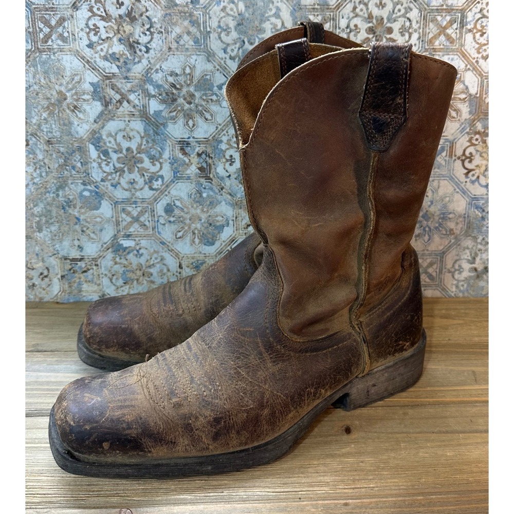 Ariat Rambler Western Boots Distressed Leather Mens 10.5 D Brown